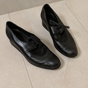 Arche LN black suede leather oxford wedge heels